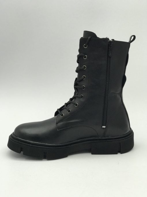 کد 2105 بوت کلاسیک زارا بندی ساده چرم مشکی - تصویر 3