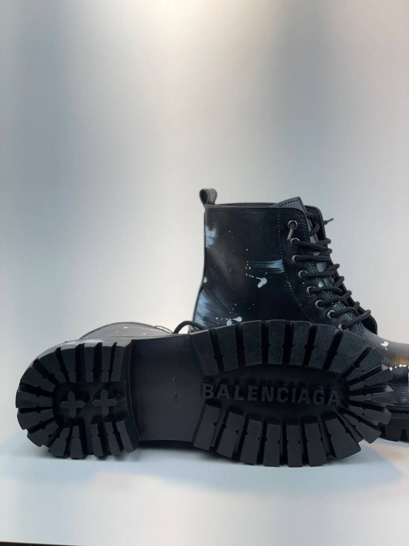 کد 2912 بوت بالنسیاگا BALENCIAGA بندی تمام نقاشی قطره و خط چرم مشکی - Image 3