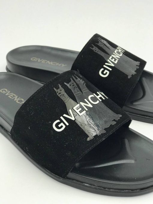 صندل GIVENCHY جیونچی طرح سه سگ دوبرمن مشکی مات و براق - تصویر 4