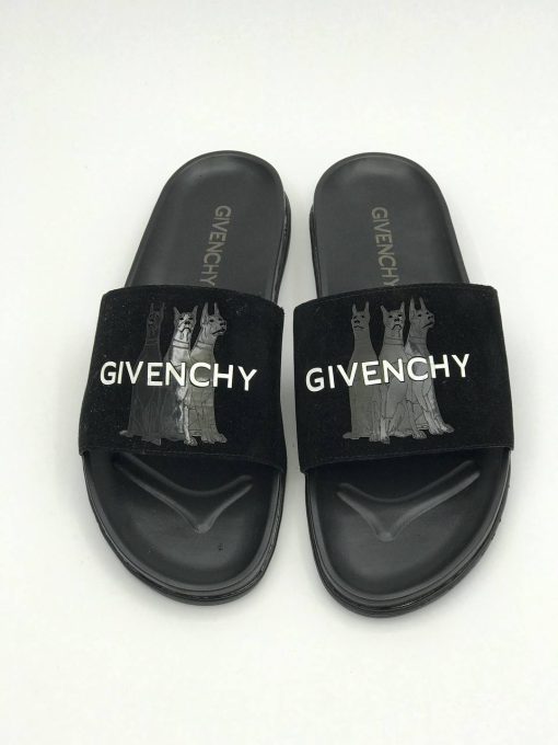 صندل GIVENCHY جیونچی طرح سه سگ دوبرمن مشکی مات و براق - تصویر 6