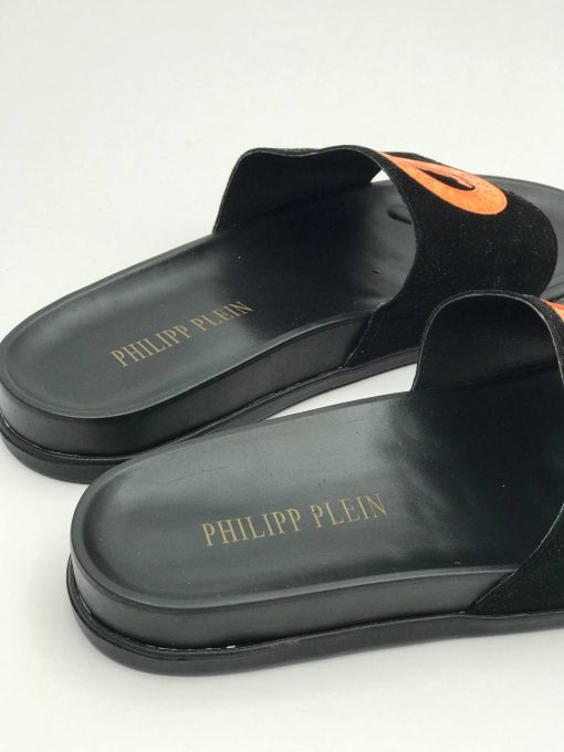 صندل PHILIPP PLEIN فیلیپ پلین لوگو گرد اسکلت مشکی نارنجی - تصویر 7