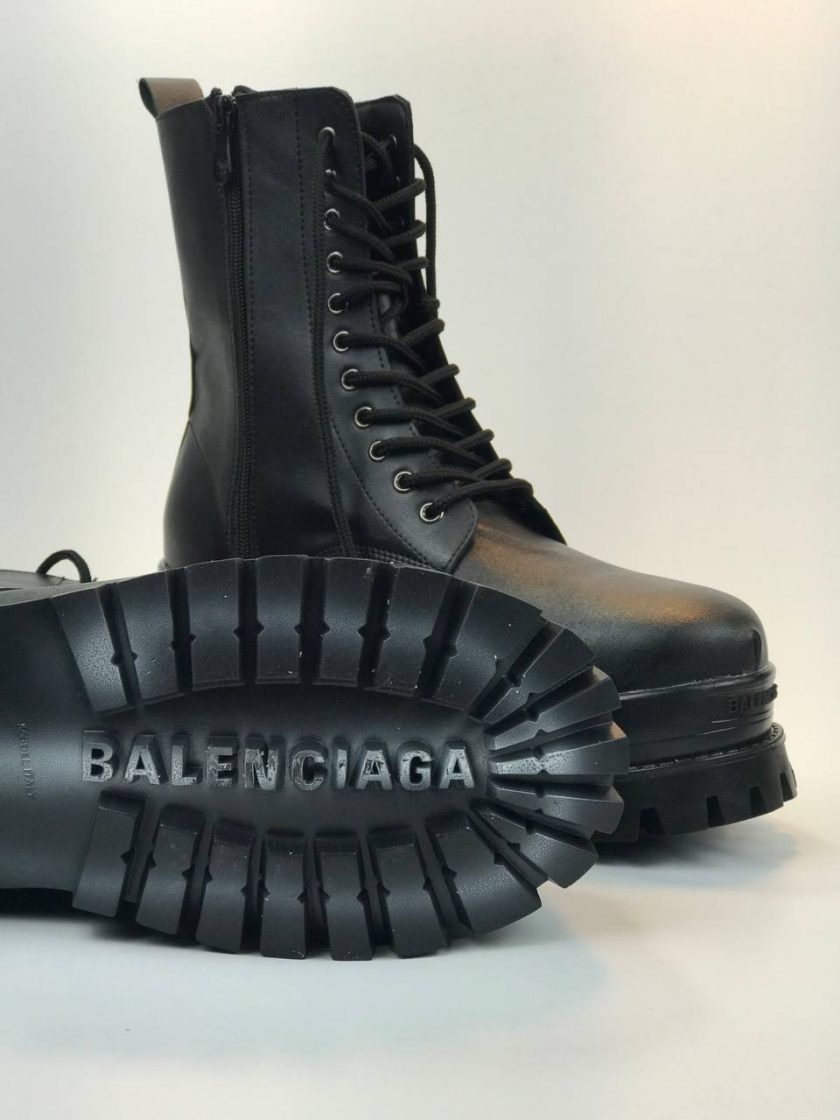 کد 2906 بوت بالنسیاگا BALENCIAGA پنجه بوکسی ساده چرم مشکی - Image 4