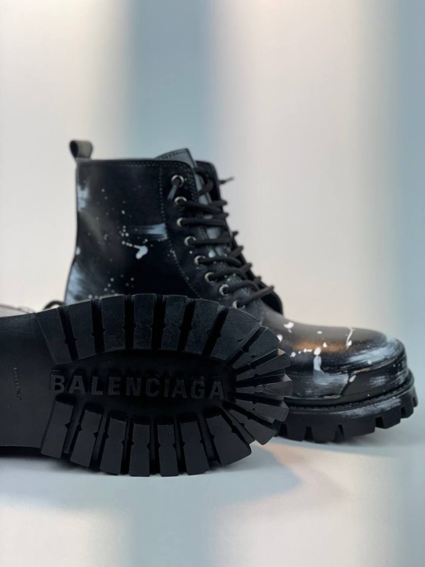 کد 2912 بوت بالنسیاگا BALENCIAGA بندی تمام نقاشی قطره و خط چرم مشکی - Image 5